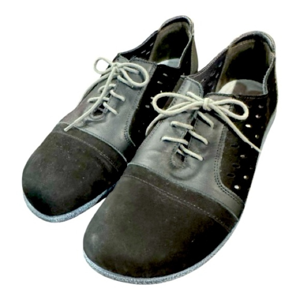NAOT Lalo style black & gray leather comfy shoes, size 8